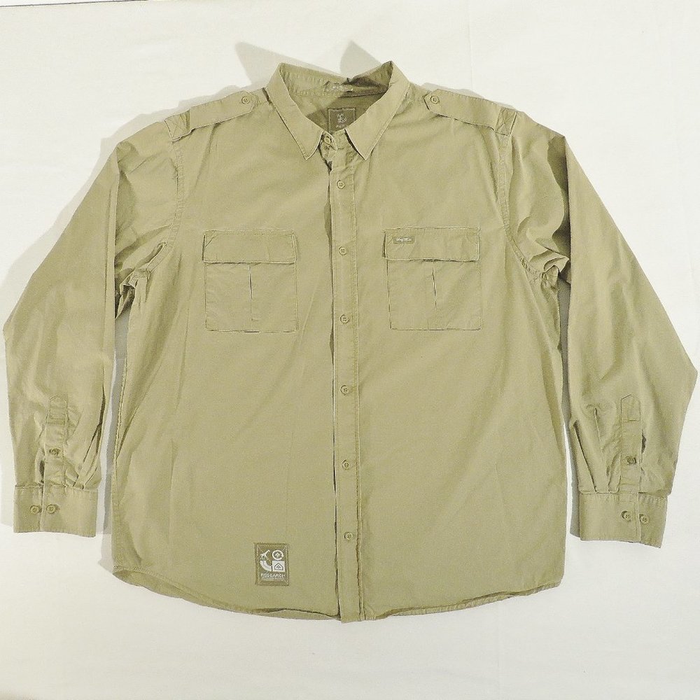 LRG Wovens Mens 3XL Lifted Research Group Canvas Long Sleeve Button Up Shirt